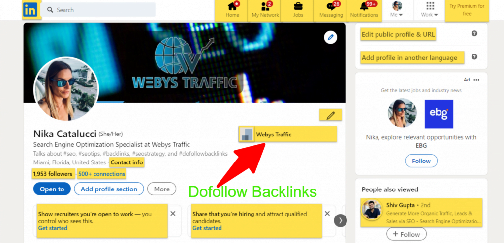 Create Do-Follow Backlinks on Linkedin