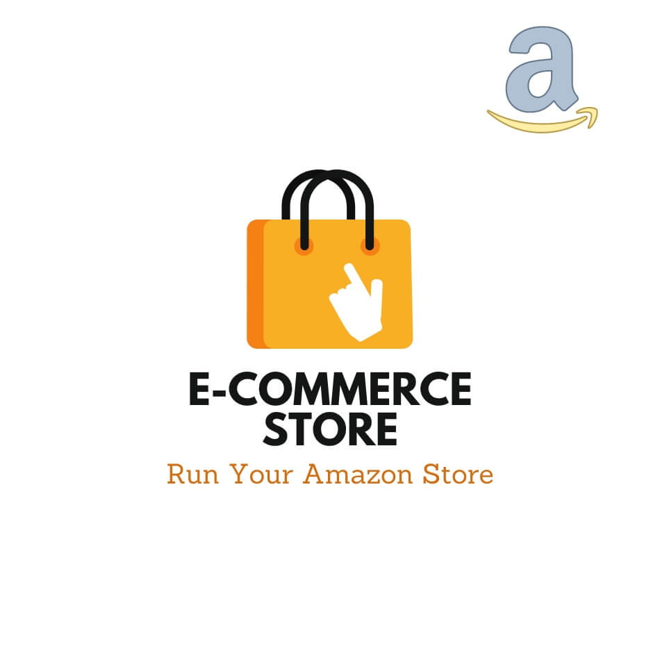 Run Your Amazon Store is a with background with a shopping bag on yellow